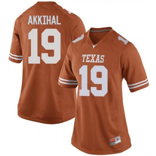 Women University of Texas #19 Kartik Akkihal Game Official Jersey Orange